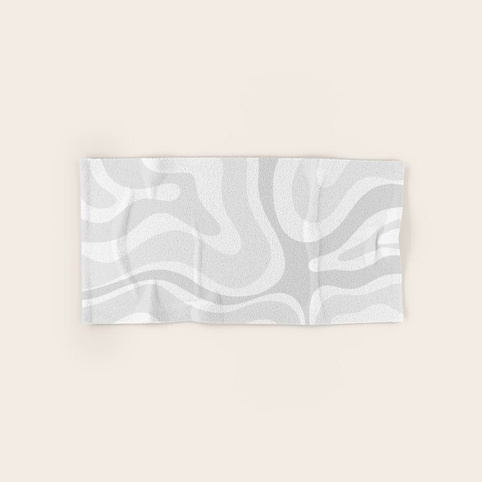 Modern Retro Liquid Swirl Abstract in Pale Grey Bath Towel Gallery Image 1
