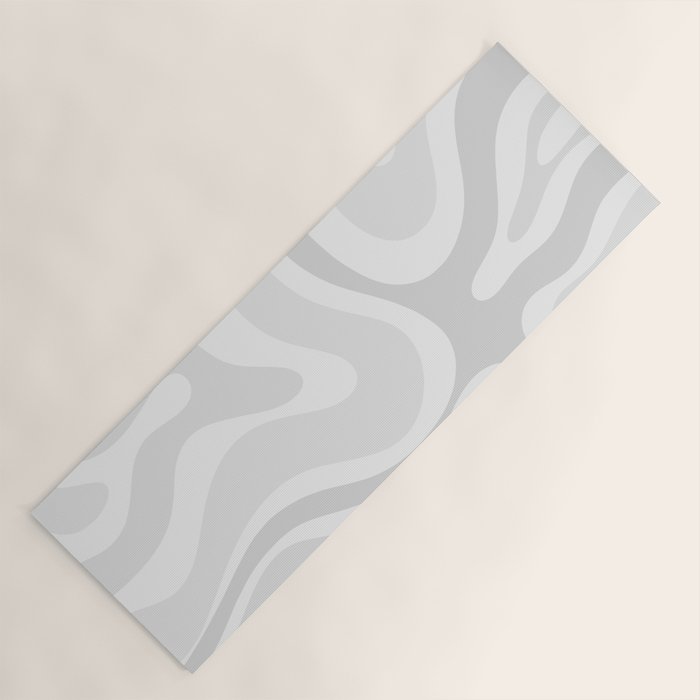 Modern Retro Liquid Swirl Abstract in Pale Grey Yoga Mat Gallery Image 1