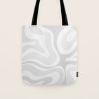 Modern Retro Liquid Swirl Abstract in Pale Grey Tote Bag Gallery Image 1