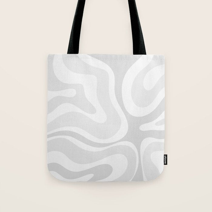 Modern Retro Liquid Swirl Abstract in Pale Grey Tote Bag Gallery Image 1