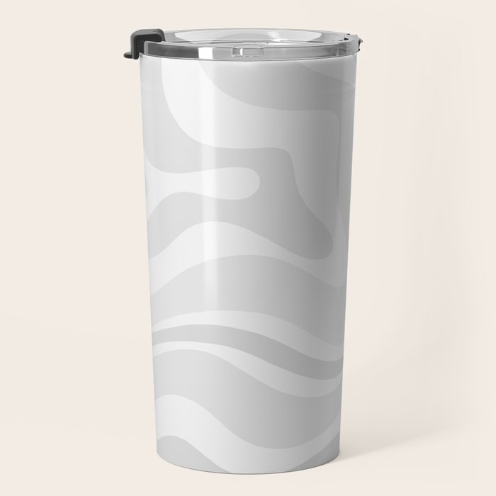 Modern Retro Liquid Swirl Abstract in Pale Grey Travel Mug Gallery Image 3