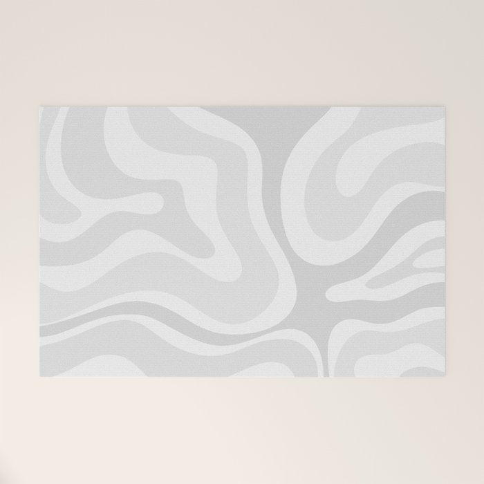 Modern Retro Liquid Swirl Abstract in Pale Grey Welcome Mat Gallery Image 1
