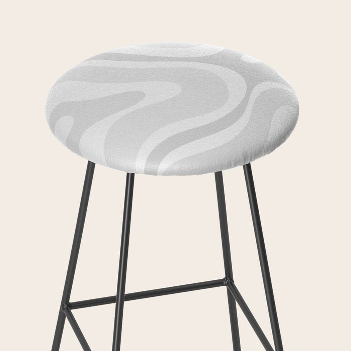 Modern Retro Liquid Swirl Abstract in Pale Grey Stool Gallery Image 2