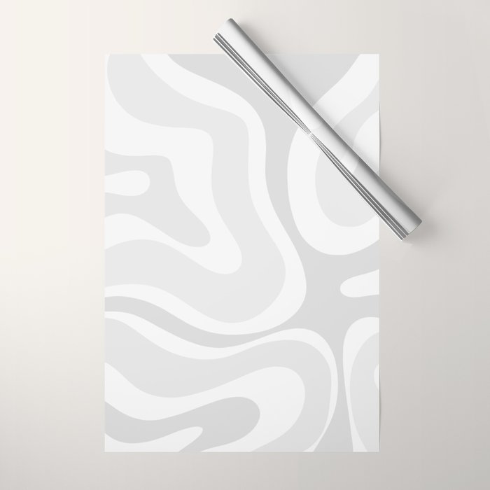 Modern Retro Liquid Swirl Abstract in Pale Grey Wrapping Paper Gallery Image 1