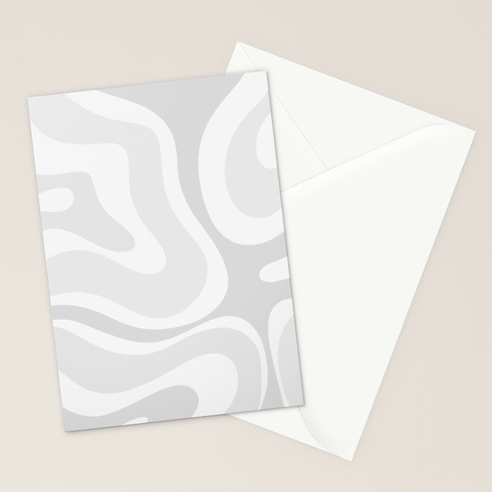 Modern Retro Liquid Swirl Abstract in Pale Grey Stationery Card Gallery Image 2