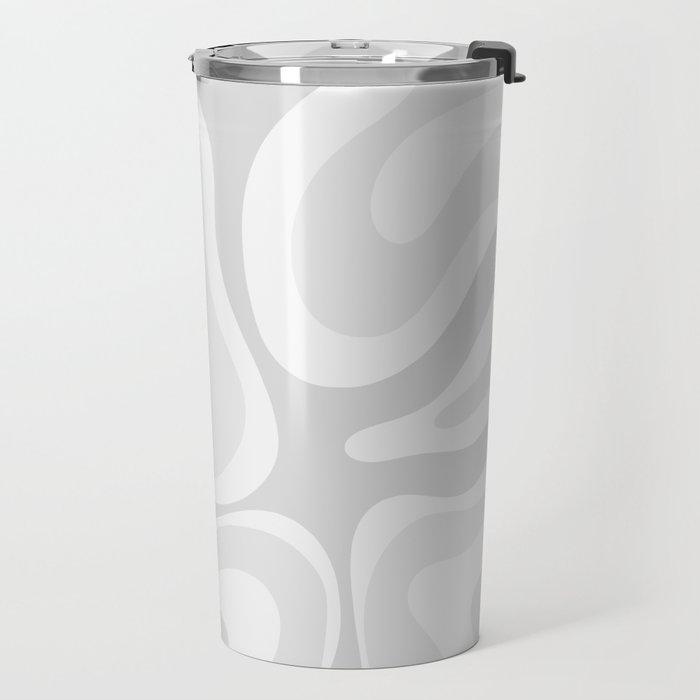 Modern Retro Liquid Swirl Abstract in Pale Grey Travel Mug Gallery Image 2