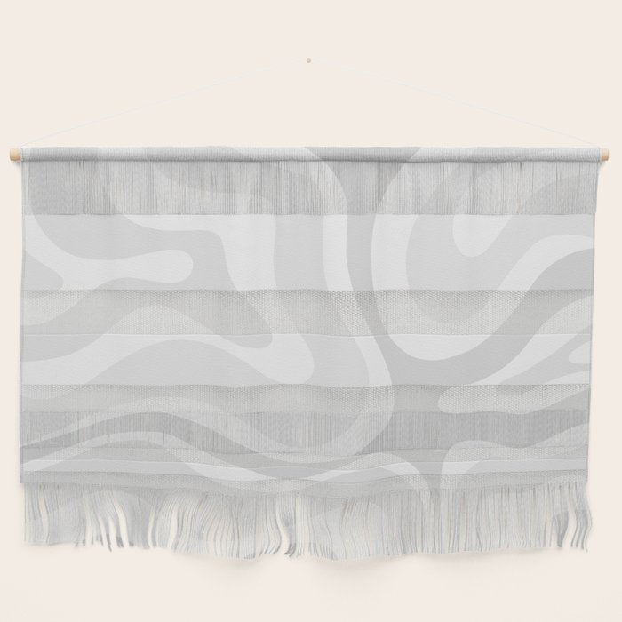 Modern Retro Liquid Swirl Abstract in Pale Grey Wall Hanging Gallery Image 1