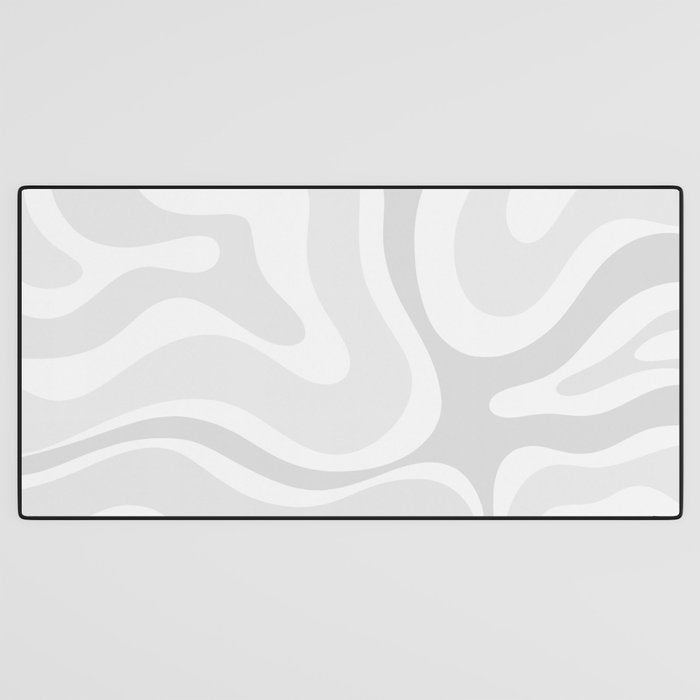 Modern Retro Liquid Swirl Abstract in Pale Grey Desk Mat Gallery Image 3