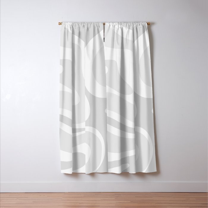 Modern Retro Liquid Swirl Abstract in Pale Grey Window Curtain Gallery Image 3