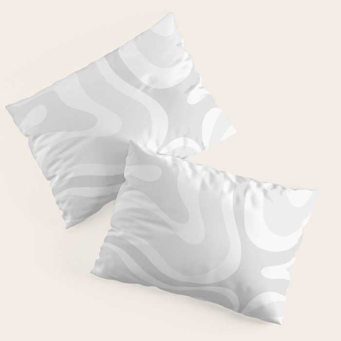 Modern Retro Liquid Swirl Abstract in Pale Grey Pillow Sham Gallery Image 3