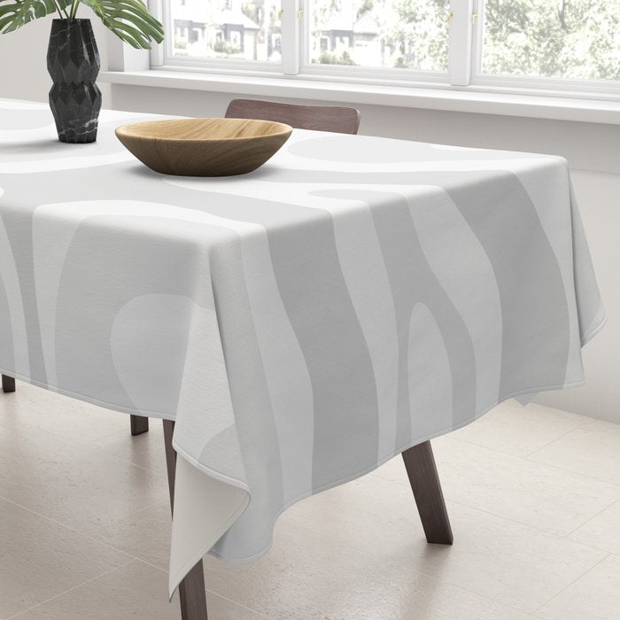 Modern Retro Liquid Swirl Abstract in Pale Grey Tablecloth Gallery Image 3