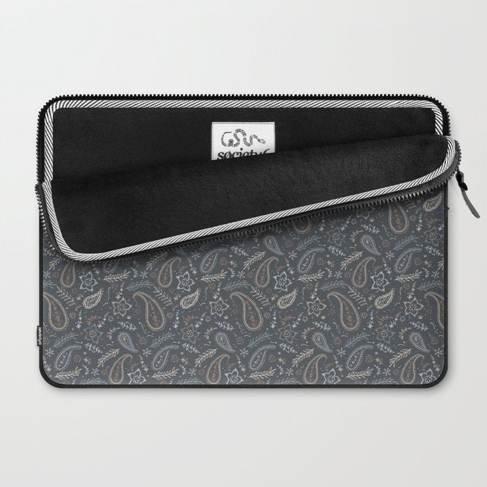 Paisley Line Art - Navy Laptop Sleeve Gallery Image 2