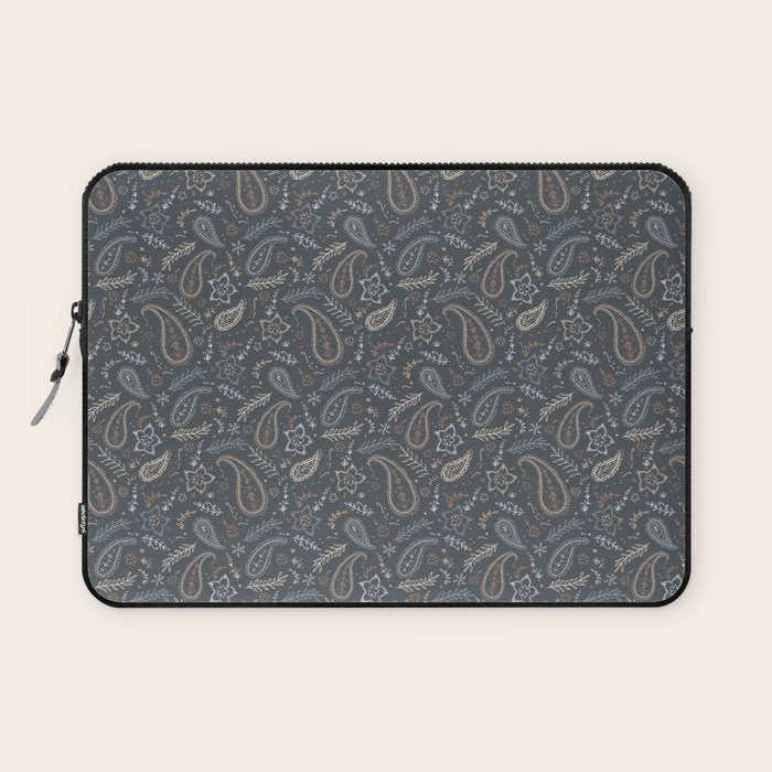 Paisley Line Art - Navy Laptop Sleeve Gallery Image 1