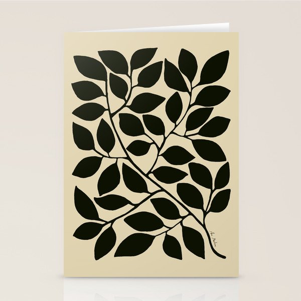 leaves black and white Stationery Card Gallery Image 2