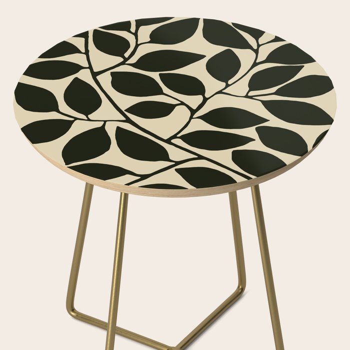 leaves black and white Side Table Gallery Image 2