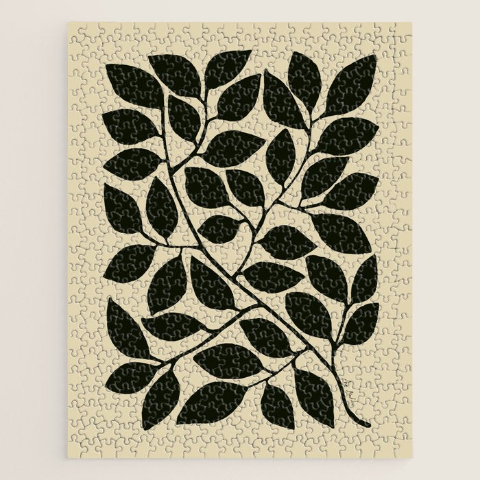leaves black and white Jigsaw Puzzle Gallery Image 1