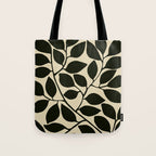 leaves black and white Tote Bag Gallery Image 1