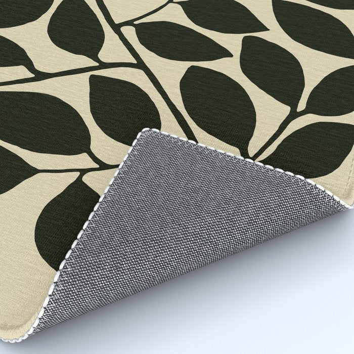 leaves black and white Rug Gallery Image 4