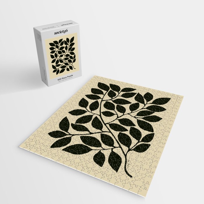 leaves black and white Jigsaw Puzzle Gallery Image 2