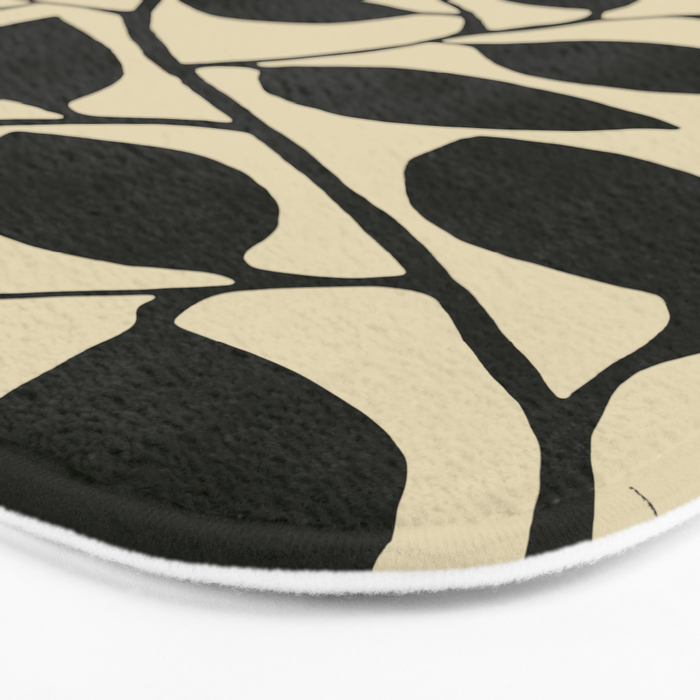 leaves black and white Bath Mat Gallery Image 3