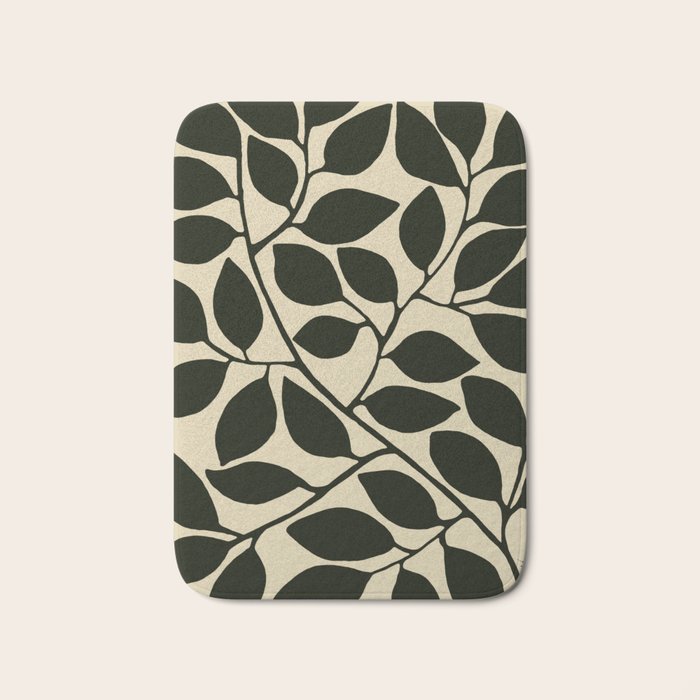 leaves black and white Bath Mat Gallery Image 1