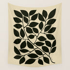 leaves black and white Wall Tapestry Gallery Image 4