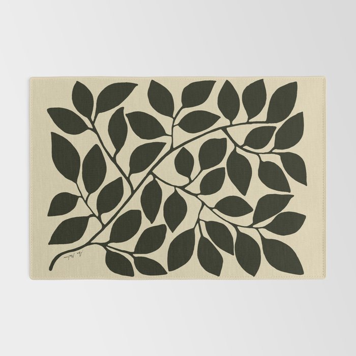 leaves black and white Rug Gallery Image 2
