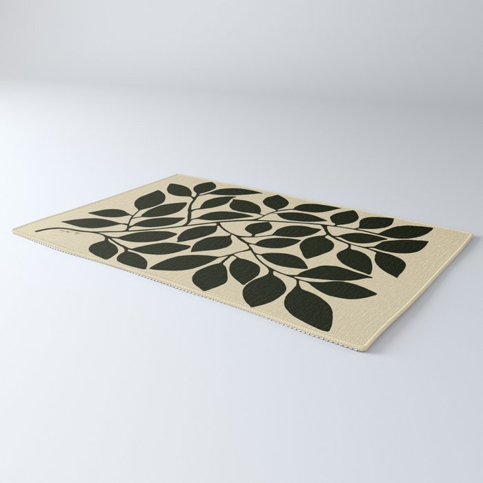 leaves black and white Rug Gallery Image 3