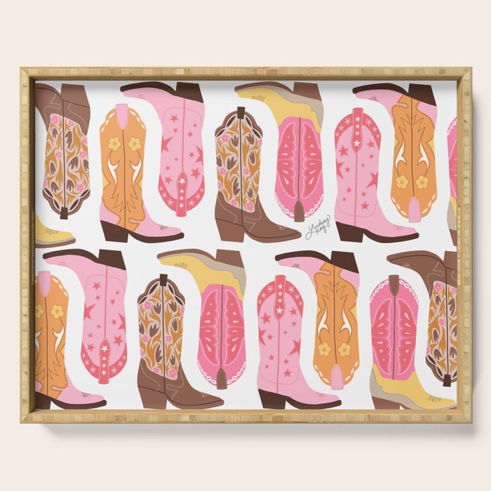Cowboy Boots (Warm Palette) Illustration  Serving Tray Gallery Image 1