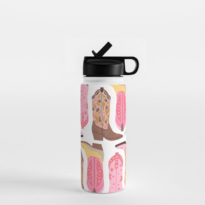 Cowboy Boots (Warm Palette) Illustration  Water Bottle Gallery Image 1