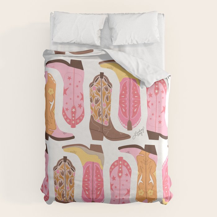 Cowboy Boots (Warm Palette) Illustration  Duvet Cover Gallery Image 6