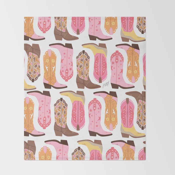 Cowboy Boots (Warm Palette) Illustration  Throw Blanket Gallery Image 2