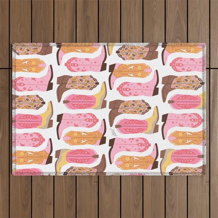 Cowboy Boots (Warm Palette) Illustration  Outdoor Rug Gallery Image 1