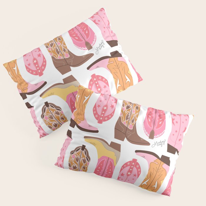 Cowboy Boots (Warm Palette) Illustration  Pillow Sham Gallery Image 1