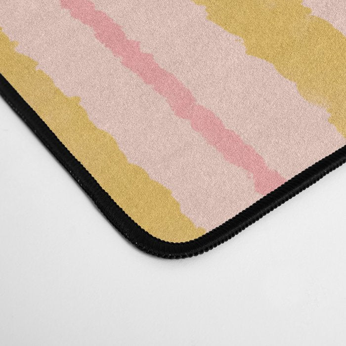 Organic Watercolor Stripes Blush Pink and Yellow  Desk Mat Gallery Image 4