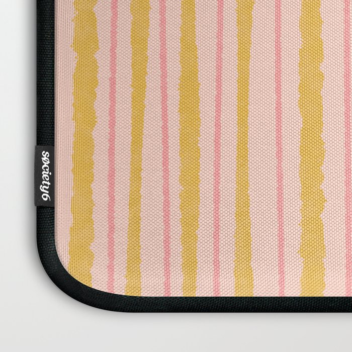 Organic Watercolor Stripes Blush Pink and Yellow  Laptop Sleeve Gallery Image 3
