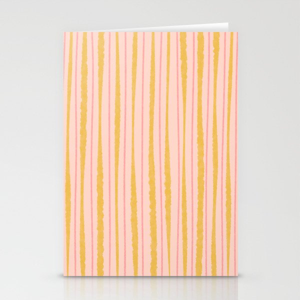 Organic Watercolor Stripes Blush Pink and Yellow  Stationery Card Gallery Image 2