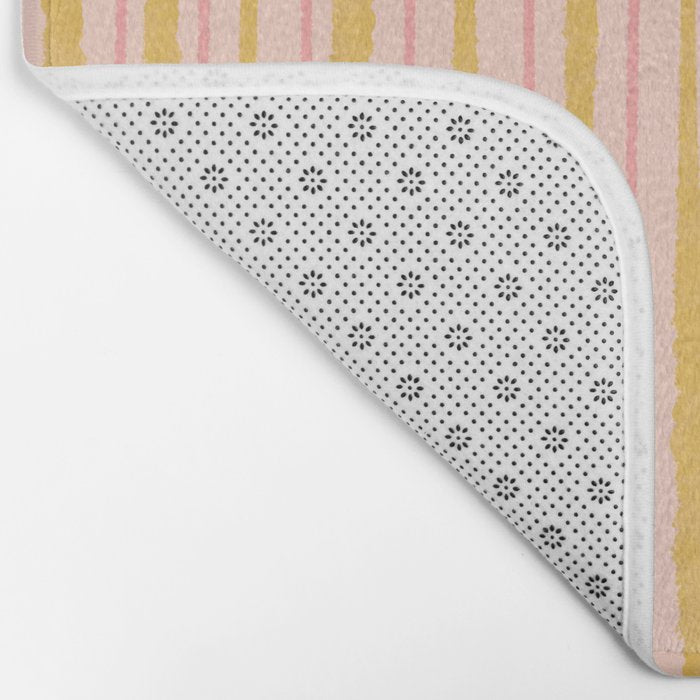 Organic Watercolor Stripes Blush Pink and Yellow  Bath Mat Gallery Image 2