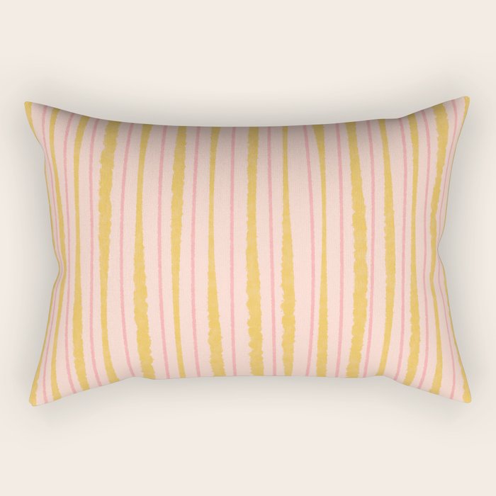 Organic Watercolor Stripes Blush Pink and Yellow  Rectangular Pillow Gallery Image 2