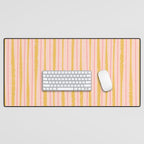Organic Watercolor Stripes Blush Pink and Yellow  Desk Mat Gallery Image 1