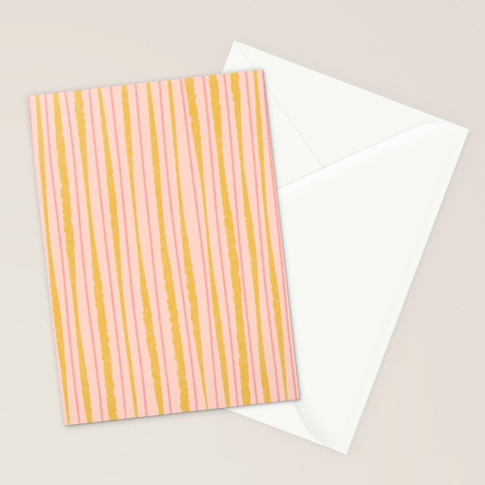Organic Watercolor Stripes Blush Pink and Yellow  Stationery Card Gallery Image 2
