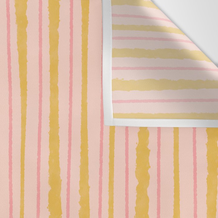 Organic Watercolor Stripes Blush Pink and Yellow  Wall Tapestry Gallery Image 3