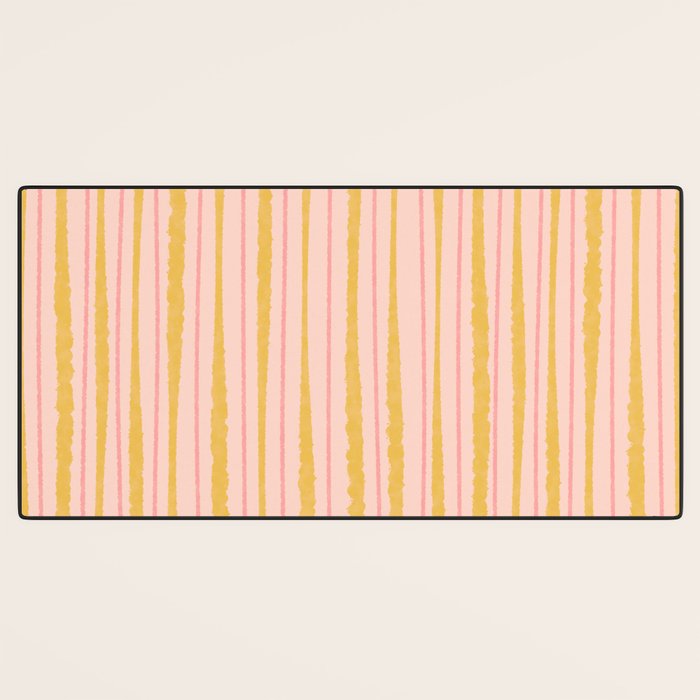 Organic Watercolor Stripes Blush Pink and Yellow  Desk Mat Gallery Image 3