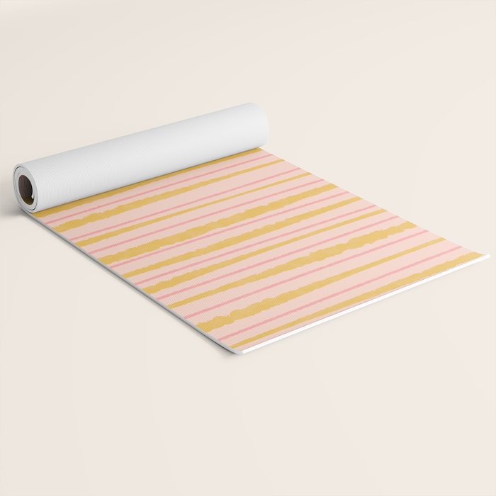 Organic Watercolor Stripes Blush Pink and Yellow  Yoga Mat Gallery Image 2