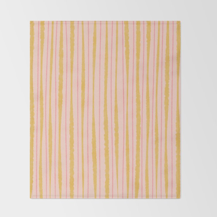 Organic Watercolor Stripes Blush Pink and Yellow  Throw Blanket Gallery Image 2