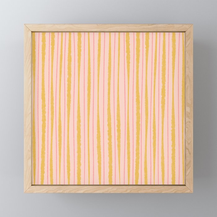 Organic Watercolor Stripes Blush Pink and Yellow  Mini Art Print Gallery Image 1