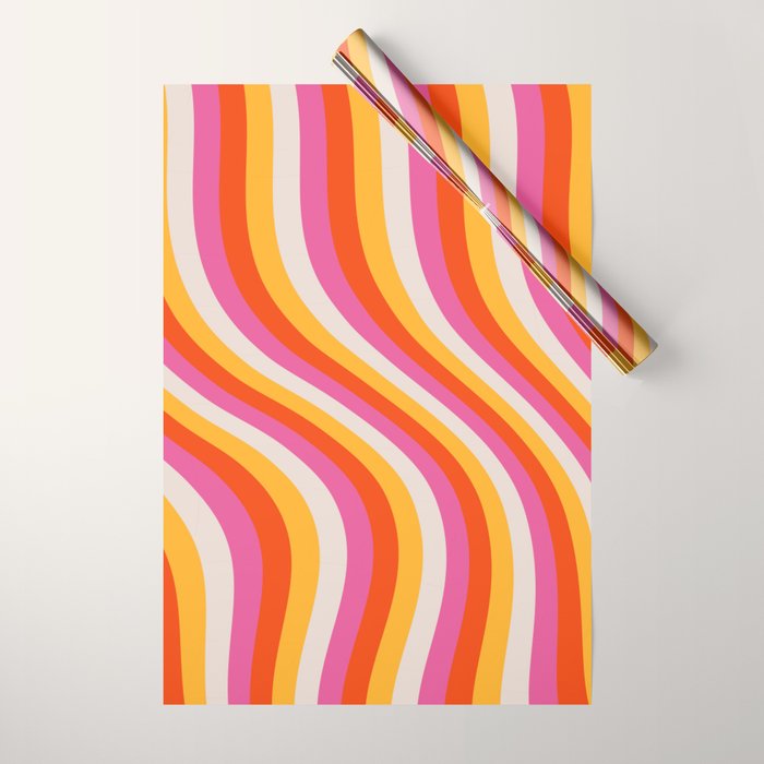 Wavy Retro Stripes Wrapping Paper Gallery Image 1