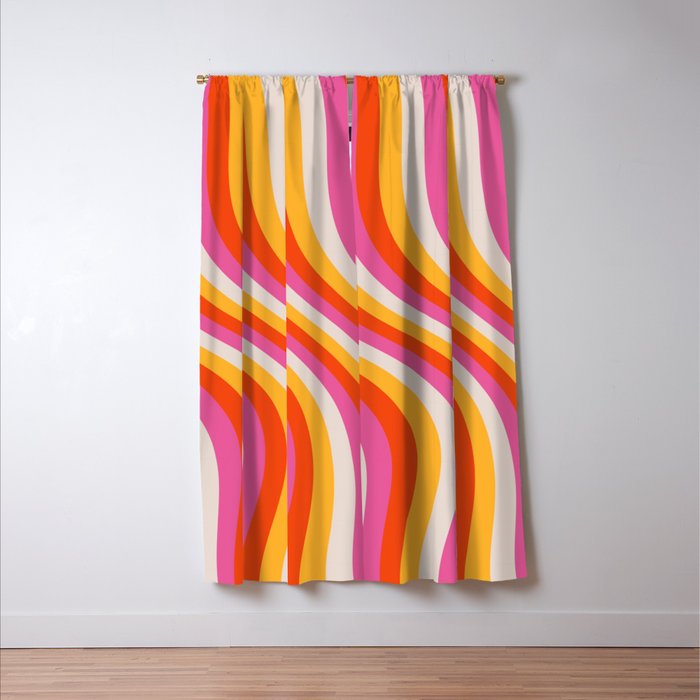 Wavy Retro Stripes Window Curtain Gallery Image 3