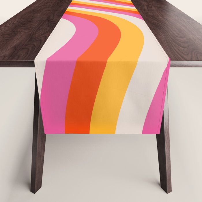 Wavy Retro Stripes Table Runner Gallery Image 1