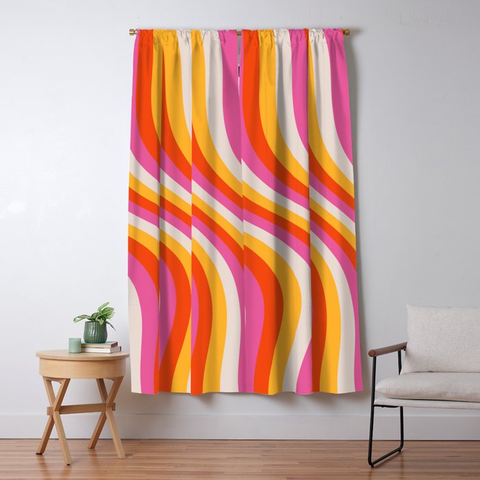 Wavy Retro Stripes Window Curtain Gallery Image 5